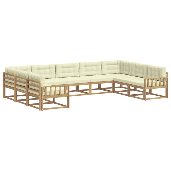 vidaXL Ensemble de canapés d'extérieur 9 Pièces Blanc et crème