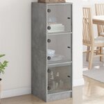 vidaXL Buffet avec portes en verre gris béton 35x37x109 cm