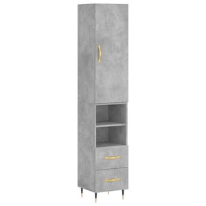 vidaXL Buffet haut Gris béton 34 5x34x180 cm Bois d'ingénierie