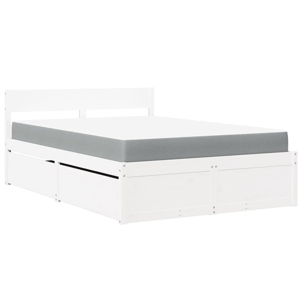 vidaXL Lit avec tiroirs et matelas blanc 120x190 cm bois massif de pin