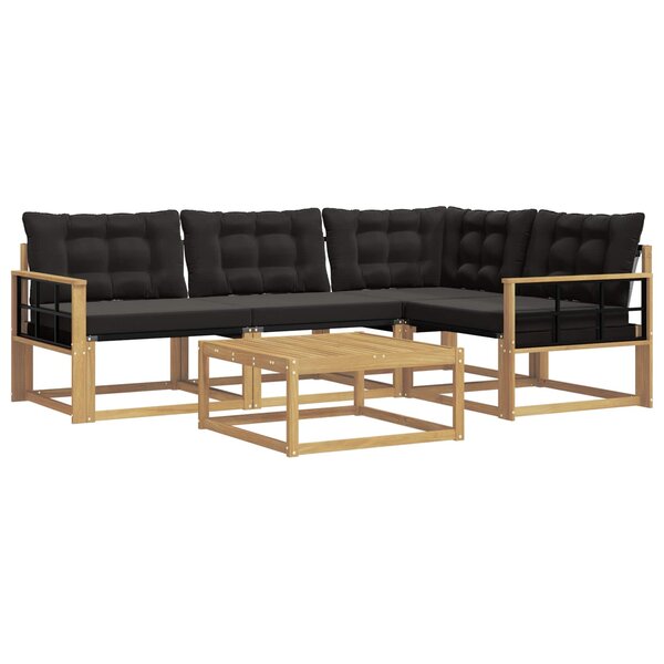 vidaXL Ensemble de canapés d'extérieur 5 pc Blanc et noir