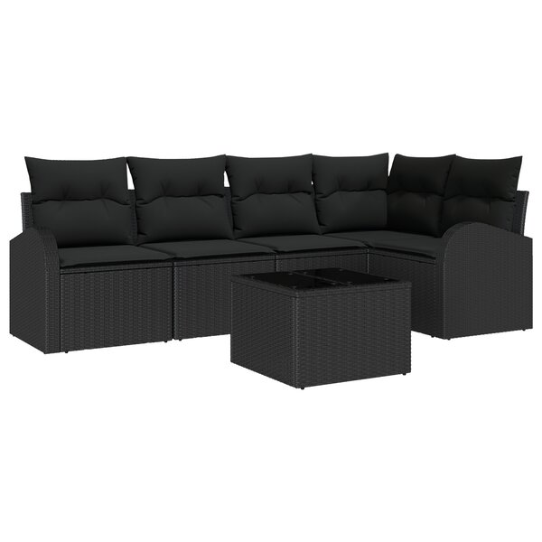 vidaXL Set de canapé de jardin 6 pièces avec coussins beige poly rattan