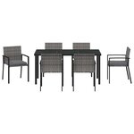 vidaXL Ensemble de salle à manger pour jardin 7 Pièces Gris Poly rotin