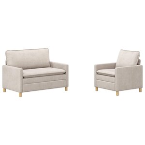 vidaXL Ensemble de Canapés 2 Pièces Crème Polyester