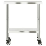 vidaXL Table de travail de cuisine avec roues 82 5x55x85 cm inox