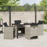 vidaXL Ensemble de salle à manger de jardin 5 pièces avec coussins en rotin synthétique gris clair