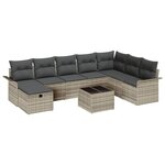 vidaXL Ensemble de canapé de jardin avec coussin 9 Pièces Gris clair