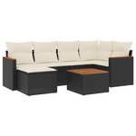 vidaXL Salon de jardin 7 Pièces avec coussins noir résine tressée