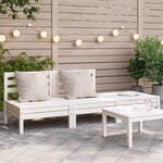 vidaXL Canapé de jardin 3 places blanc bois de pin massif