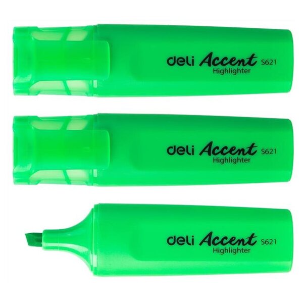 Surligneur pointe biseautée 1-5mm Vert résistant à la décoloration séchage rapide x 3 DELI