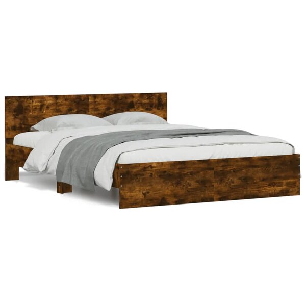 vidaXL Cadre de lit sans matelas chêne fumé 150x200 cm
