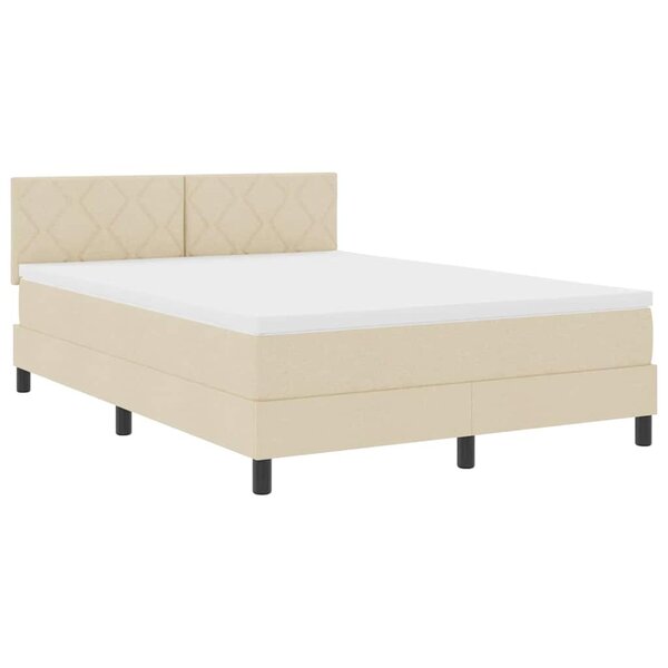 vidaXL Lit à ressorts avec matelas Crème 160 x 200 cm tissu