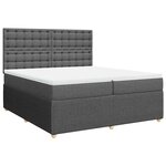 vidaXL Sommier à lattes de lit avec matelas Gris foncé 200x200cm Tissu