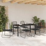 vidaXL Ensemble de salle à manger pour jardin 7 Pièces Noir