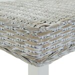 vidaXL Banc Blanc 160x35x45 cm Rotin kubu naturel et acajou solide