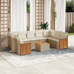 vidaXL Salon de jardin avec coussins 10 Pièces beige résine tressée