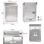 Boîte aux Lettres en Acier Inoxydable  Premium E5607  Anti-pluie  Inox