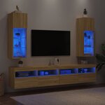 vidaXL Meubles TV avec lumières LED 2 Pièces chêne sonoma 30 5x30x90 cm