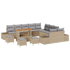 vidaXL Ensemble de canapé de jardin 13 Pièces Beige et Gris clair