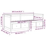 vidaXL Lit de jour sans matelas noir 90x200 cm bois de pin massif
