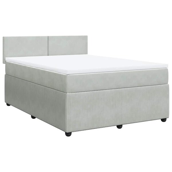 vidaXL Sommier à lattes de lit et matelas Gris clair 140x190cm Velours