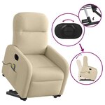 vidaXL Fauteuil inclinable de massage électrique Crème Tissu
