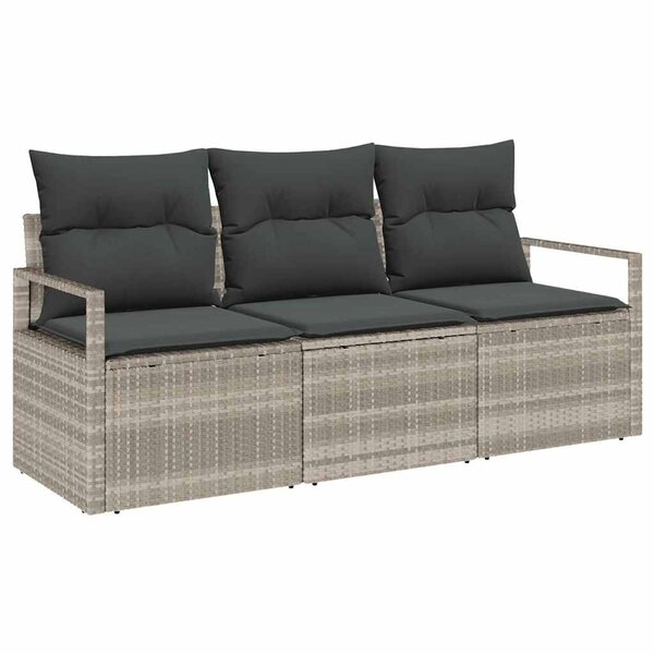 vidaXL Ensemble de canapé de jardin 3 Pièces Gris clair Poly rotin