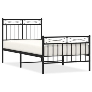 vidaXL Cadre de lit métal sans matelas avec pied de lit noir 90x200 cm