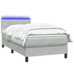 vidaXL Sommier à lattes de lit et matelas et LED gris clair 80x220 cm velours