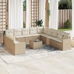 vidaXL Salon de jardin avec coussins 12 Pièces beige résine tressée