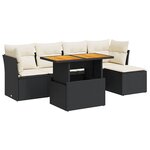 vidaXL Salon de jardin 6 Pièces avec coussins noir résine tressée