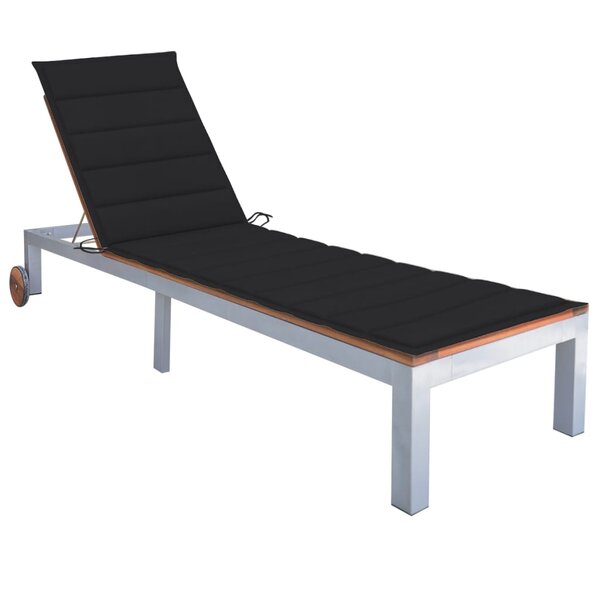 vidaXL Chaise longue avec coussin Bois d'acacia et acier galvanisé