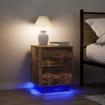 VidaXL Tables de chevet avec lumières LED 2Pièces chêne fumé 38x34x50 cm