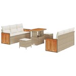 vidaXL Ensemble de canapé de jardin 9 Pièces Beige  Crème 90 x 55 x 71 cm