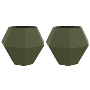 vidaXL Jardinière 2 Pièces Vert olive 100 x 100 x 80 cm Acier