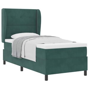 vidaXL Lit à ressorts avec matelas Vert foncé 190 x 90 cm Polyester