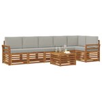 vidaXL Ensemble de canapés d'extérieur 7 pc Gris Naturel et Clair
