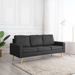 vidaXL Canapé à 3 places Gris foncé Tissu