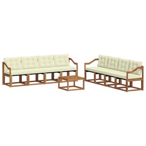 vidaXL Ensemble de canapés d'extérieur 9 pc Naturel et Crème