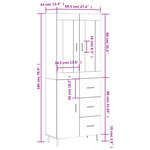 vidaXL Buffet haut Gris béton 69 5x34x180 cm Bois d'ingénierie