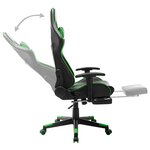 vidaXL Chaise de jeu avec repose-pied Noir et vert Cuir artificiel