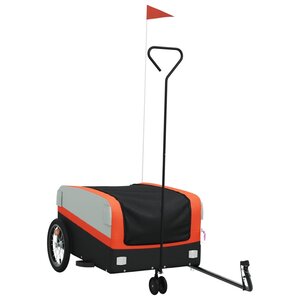 vidaXL Remorque de vélo noir et orange 45 kg fer