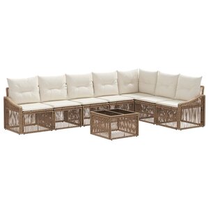 vidaXL Ensemble de canapé de jardin 8 Pièces Beige polyrotin