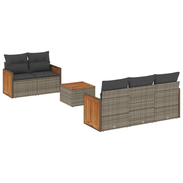vidaXL Salon de jardin 6 Pièces avec coussins gris résine tressée