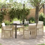 vidaXL Ensemble de salle à manger de jardin 5 pièces avec coussins en rotin poly beige