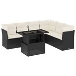vidaXL Salon de jardin 7 Pièces avec coussins noir résine tressée