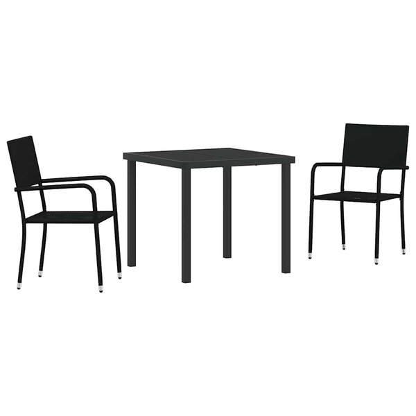 vidaXL Ensemble de salle à manger pour jardin 3 Pièces Noir polyrotin
