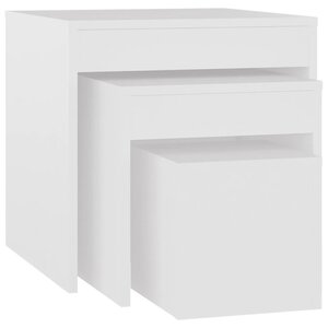 vidaXL Tables gigognes 3 Pièces Blanc Aggloméré
