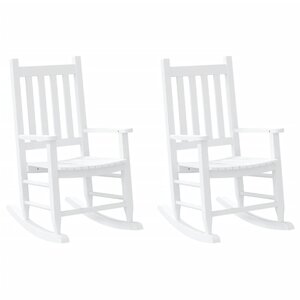vidaXL Chaises à bascule enfants lot de 2 blanc bois peuplier massif