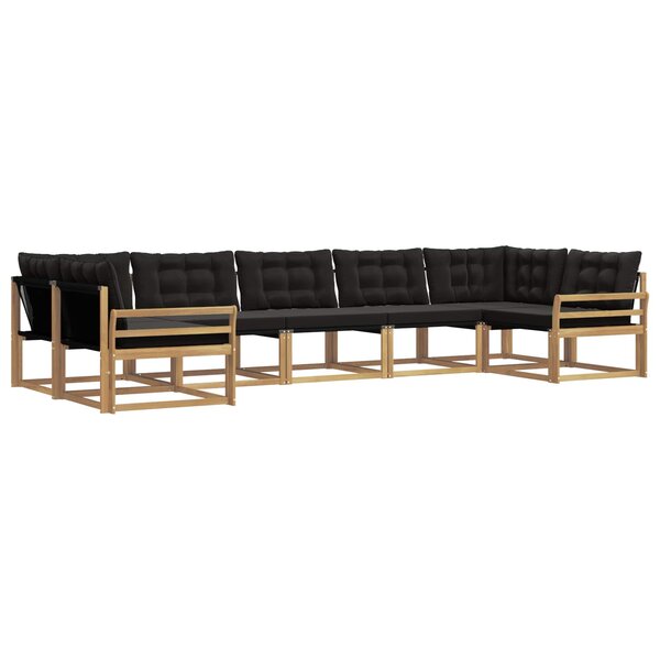 vidaXL Ensemble de canapés d'extérieur 7 pc Blanc et noir